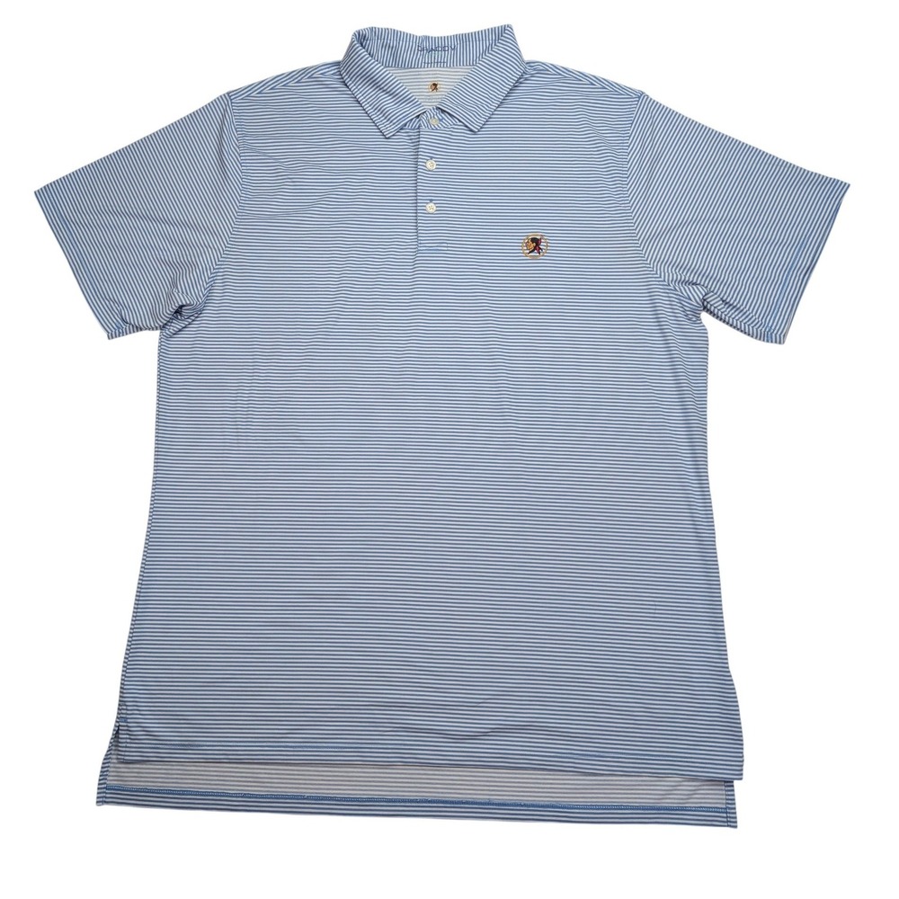 B Draddy Sport Seminole Golf Club Polo Mens L Blue Stripe Performance